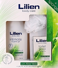 Духи, Парфюмерия, косметика Набор - Lilien Body Care Aloe Vera (intimate/gel/350 ml + soap/300 ml + sponge/1 pcs) 