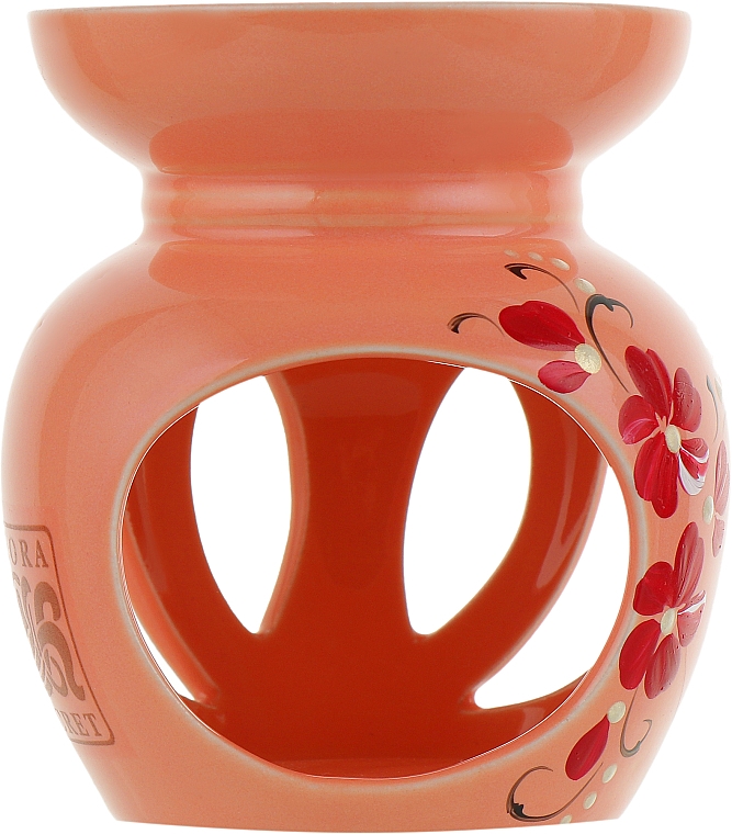 Аромалампа "Тыква" персиковая с красными цветами - Flora Secret — фото N3