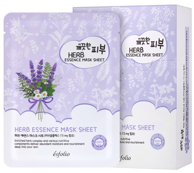 Тканевая маска c экстрактами трав - Esfolio Pure Skin Essence Herb Mask Sheet — фото N3