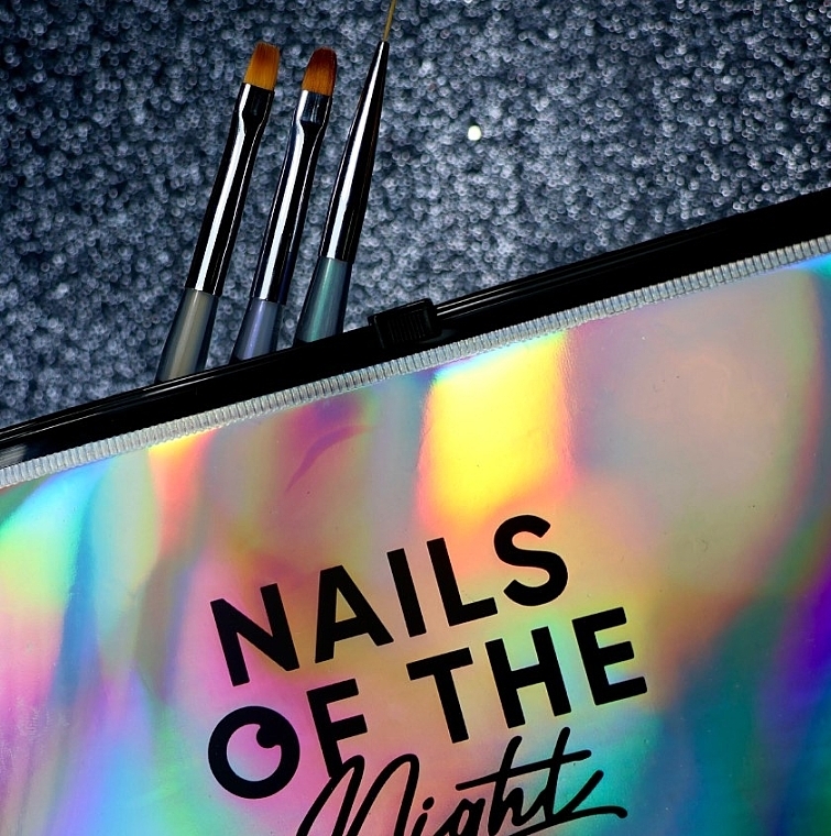 Набір пензликів для манікюру в косметичці, 3 шт. - Nails Of The Night — фото N2
