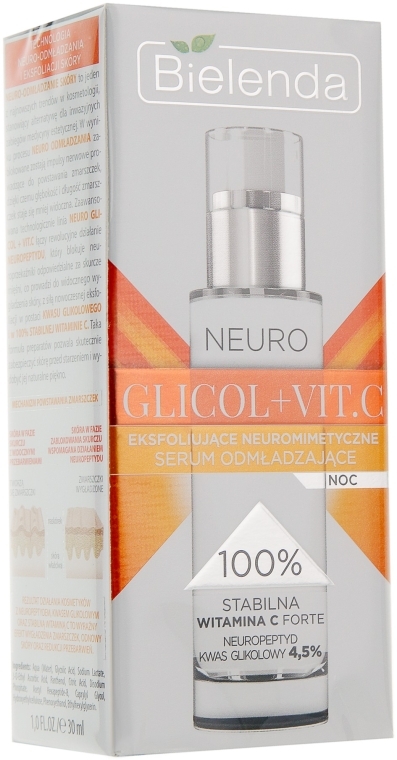 Нічна омолоджувальна сироватка для обличчя - Bielenda Neuro Glicol + Vit.C — фото N1