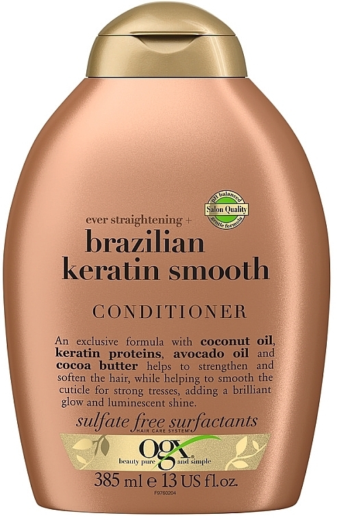 Разглаживающий кондиционер для укрепления волос "Бразильский кератин" - OGX Brazilian Keratin Therapy Conditioner