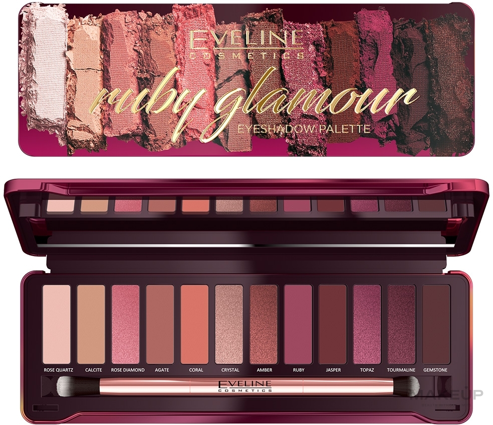 УЦІНКА Палетка тіней для повік - Eveline Cosmetics Ruby Glamour Eyeshadow Palette * — фото 12g