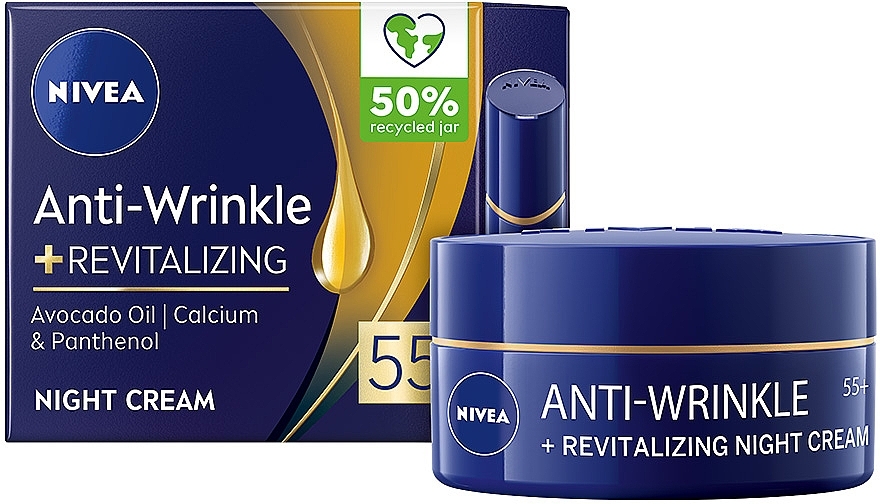 Ночной крем против морщин + ревитализация 55+ - NIVEA Anti-Wrinkle + Revitalizing Night Care — фото N1