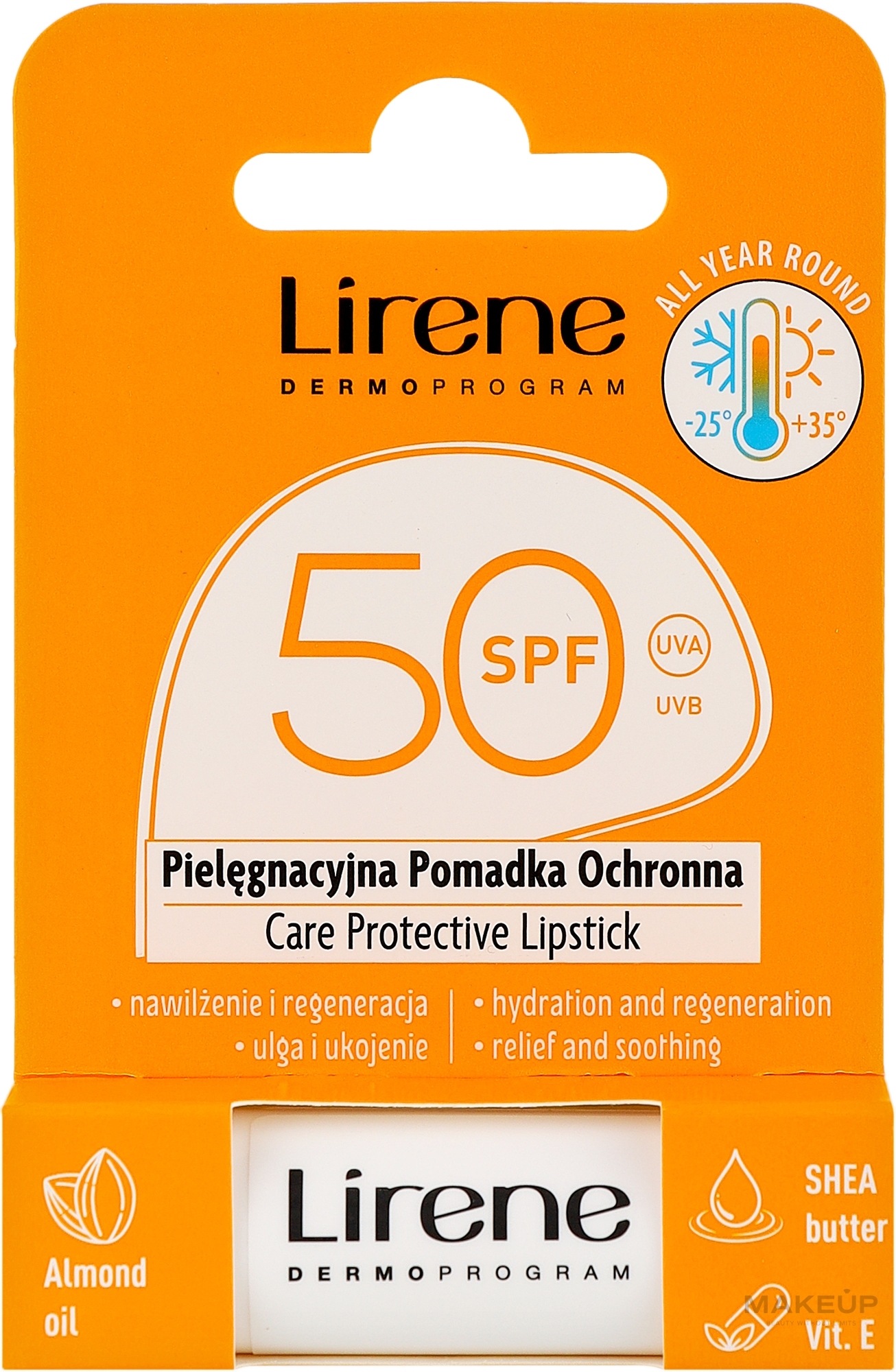 Защитный увлажняющий бальзам для губ - Lirene Care Protective Lipstick SPF 50 — фото 4.6g