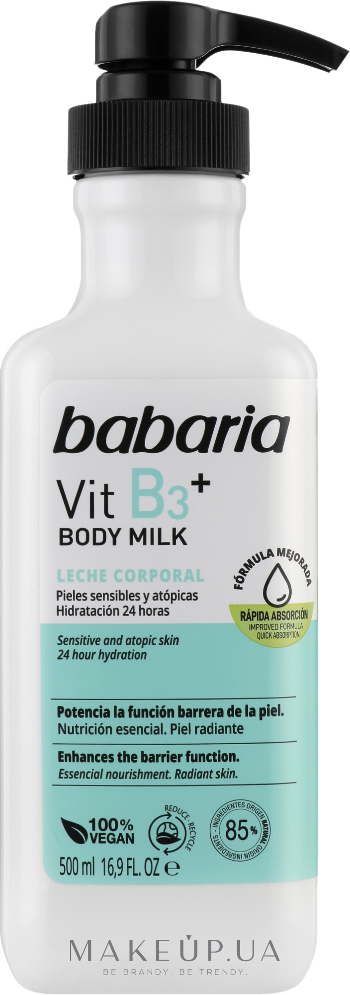 Молочко для тела с витамином B3+ - Babaria Body Milk Vit B3+ — фото 500ml