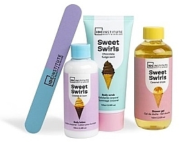 Набор - IDC Institute Sweet Swirls Gift Set (sh/gel/100ml + b/lot/100ml + b/scr/100ml + nail/file) — фото N2