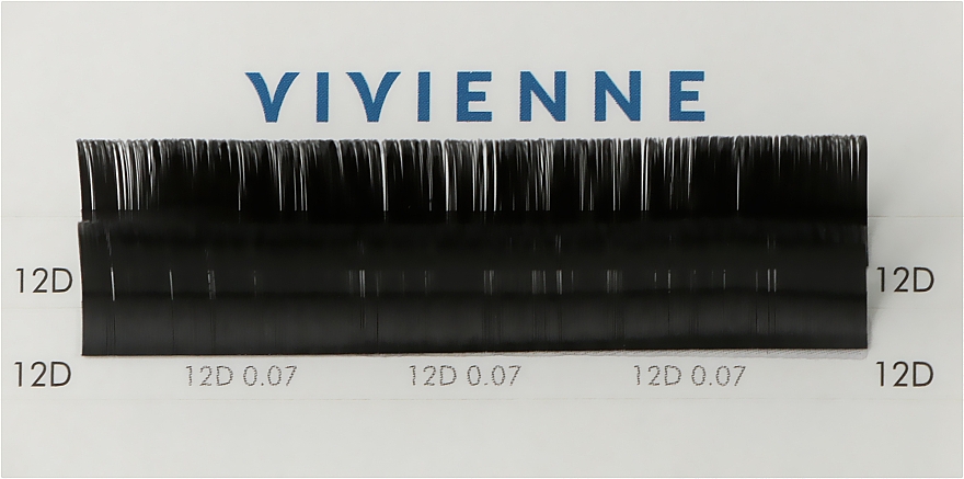 Накладные ресницы "Elite", черные, 2 линии (0,07, D, (12)) - Vivienne — фото N1