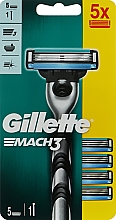 Духи, Парфюмерия, косметика Бритвенный станок с 5 сменными кассетами - Gillette Mach3