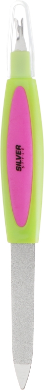 Пилочка сапфировая с резцом, 14,5 см, зелено-розовая - Silver Style — фото N1