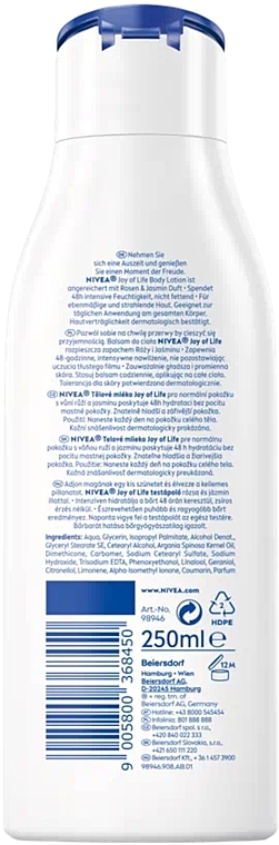 Лосьйон для тіла "Радість життя" - NIVEA Body Lotion Joy Of Life Rose And Jasmin Milk Scent Limited Edition — фото N2