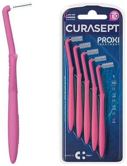 Міжзубні йоржики 1.0 мм, 5 шт., фуксія - Curaprox Curasept Proxi Treatment Angle T10 Fuxia — фото N1