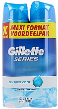 Парфумерія, косметика Набір   - Gillette Series Gel Sensitive Cool Lote (sh/foam/2x200 ml)