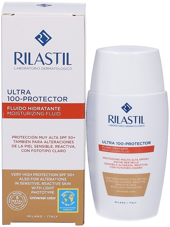 Сонцезахисний зволожувальний флюїд - Rilastil Sun System Ultra 100-Protector Fluid SPF50 Universal Color — фото N2