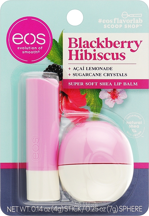 Набор - EOS Blackberry Hibiscus Stick & Sphere Lip Balm (l/balm/4g + l/balm/7g)