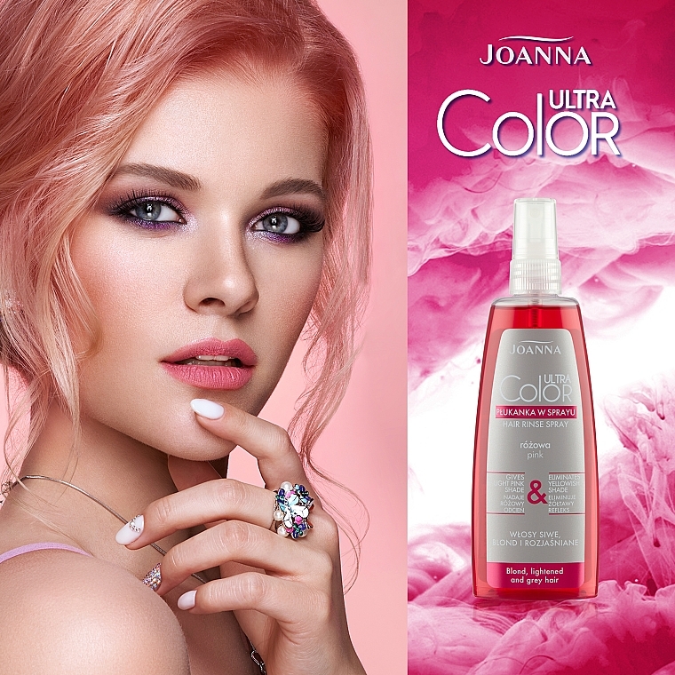Спрей-ополаскиватель для волос подкрашивающий - Joanna Ultra Color System Hair Rinse Spray Pink — фото N5