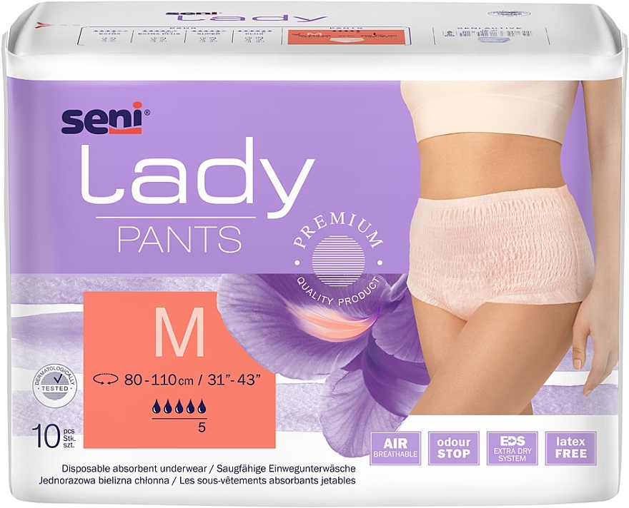 Впитывающие трусы женские M, 80-110 см, 10 шт - Seni Lady Pants — фото N1