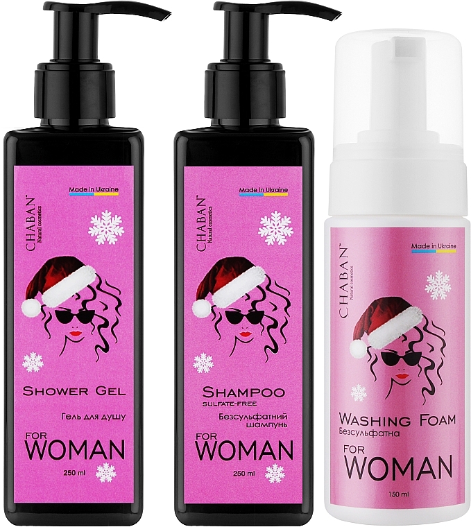 Набор - Chaban Natural Cosmetics Beauty Box Limited For Wooman (sh/gel/250ml + shmp/250ml + clea/foam/150ml) — фото N1