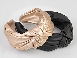 Ободок для волос, золотой "Top Knot" - MAKEUP Hair Hoop Band Leather Gold  — фото N6