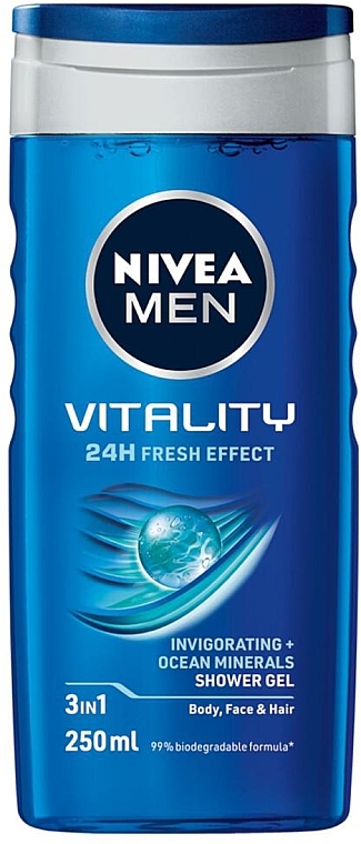 Гель для душа 3 в 1 - NIVEA MEN Vitality 24H Fresh Effect 3 In 1 Shower Gel — фото N1