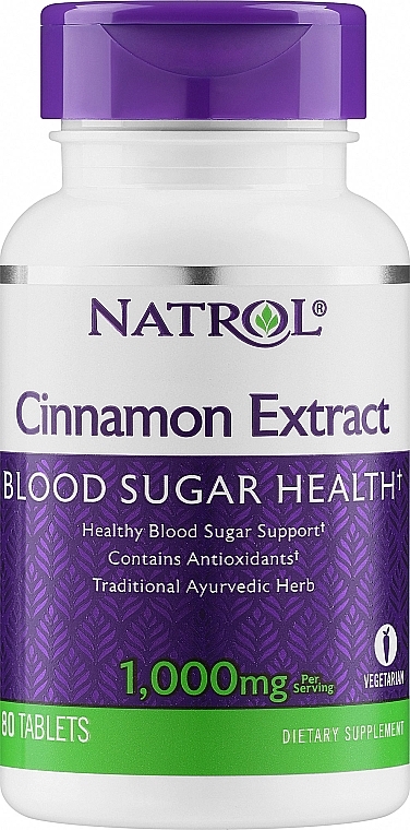 Екстракт кориці для зниження цукру, 1000 мг - Natrol Cinnamon Extract — фото N1