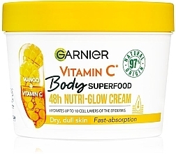 Увлажняющий гель-крем для обезвоженной кожи тела - Garnier Body SuperFood Mango & Vitamin C 48h Nutri-Glow Cream — фото N1