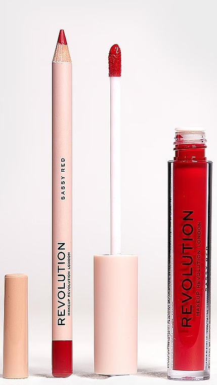 Набір для макіяжу губ - Makeup Revolution Lip Contour Kit Sassy Red (lipstick/3ml + l/pencil/0.8g) — фото N3