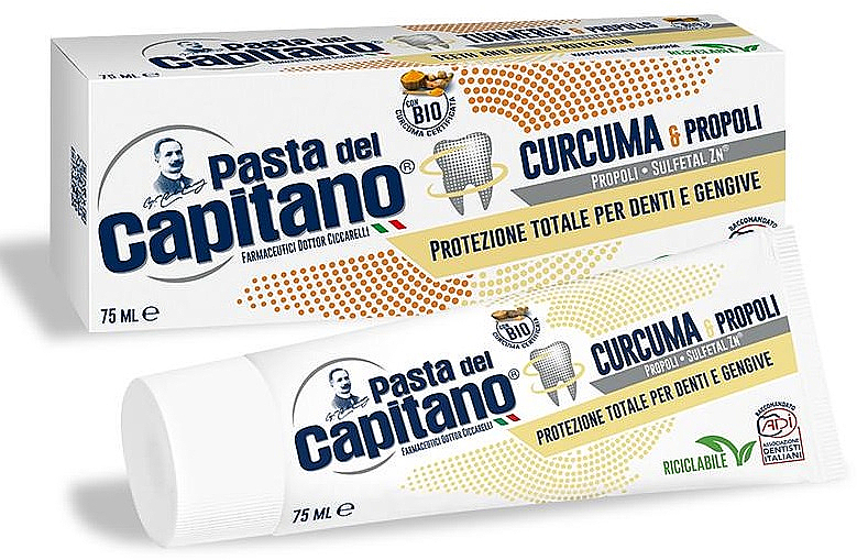 Зубна паста "Куркума і прополіс" - Pasta Del Capitano, Turmeric & Propolis  Ecological Packaging