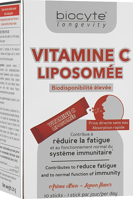 Липосомальный витамин С в стиках - Biocyte Longevity Vitamine C Liposomee — фото N1