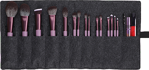 Набор кистей для макияжа, 15 шт. - Eigshow Beauty Eigshow Makeup Brush Kit In Gift Box Smoke Purple — фото N3