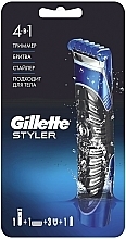 Набір - Gillette Fusion ProGlide Styler (стайлер/1шт + змінна касета/1шт + насадки/3шт) — фото N2