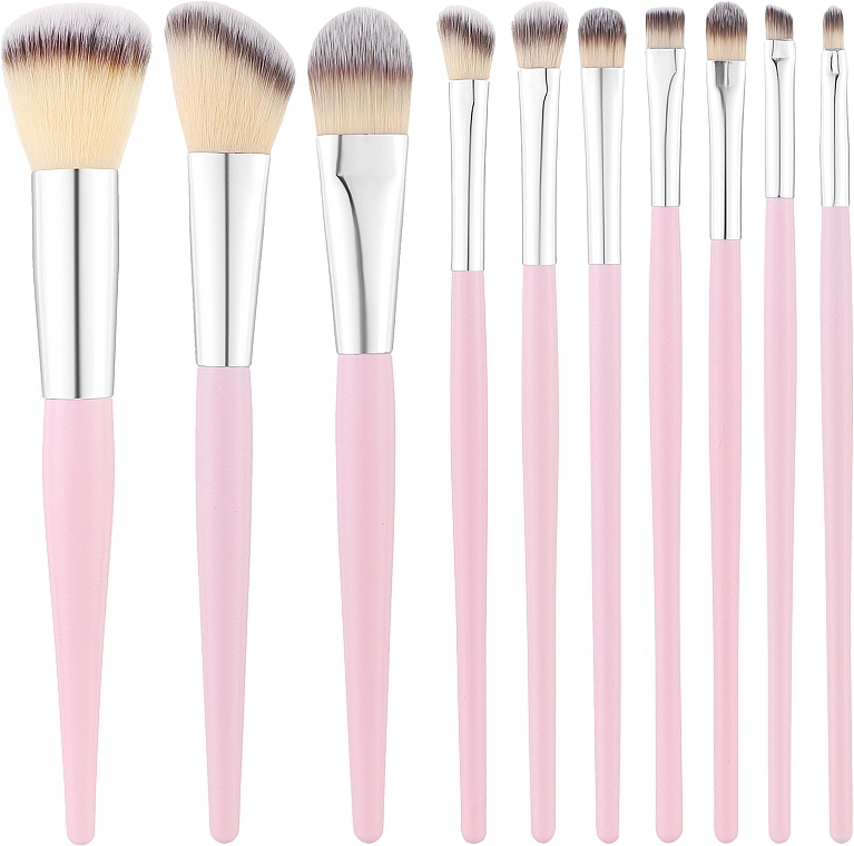Набор профессиональных кистей для макияжа, розовый, 10 шт - Tools For Beauty — фото N1