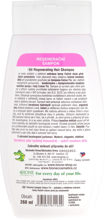 Восстанавливающий шампунь для волос - Bione Cosmetics Colour Fix Regenerative Shampoo — фото N2