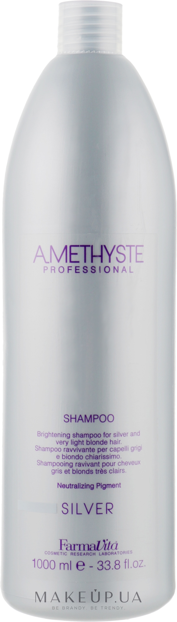 Оживлюючий шампунь для сивого і світлого волосся - Farmavita Amethyste Silver Shampoo — фото 1000ml