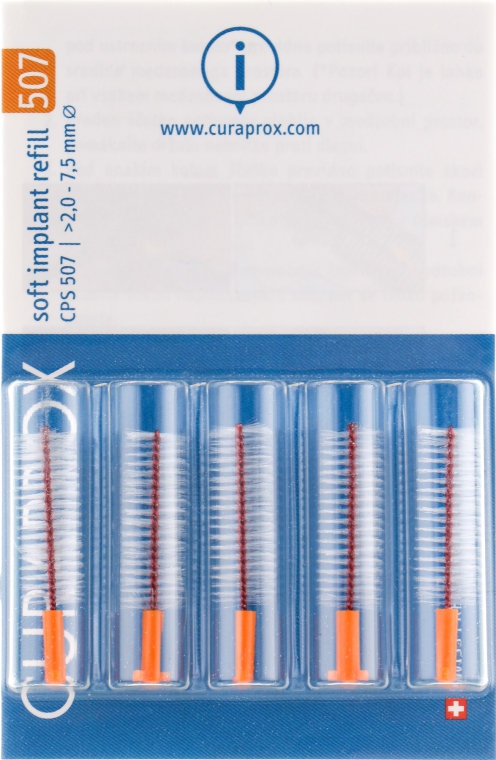 Набор ершиков для имплантов "Soft Implant", 7,5 мм, 5 шт. - Curaprox — фото N1