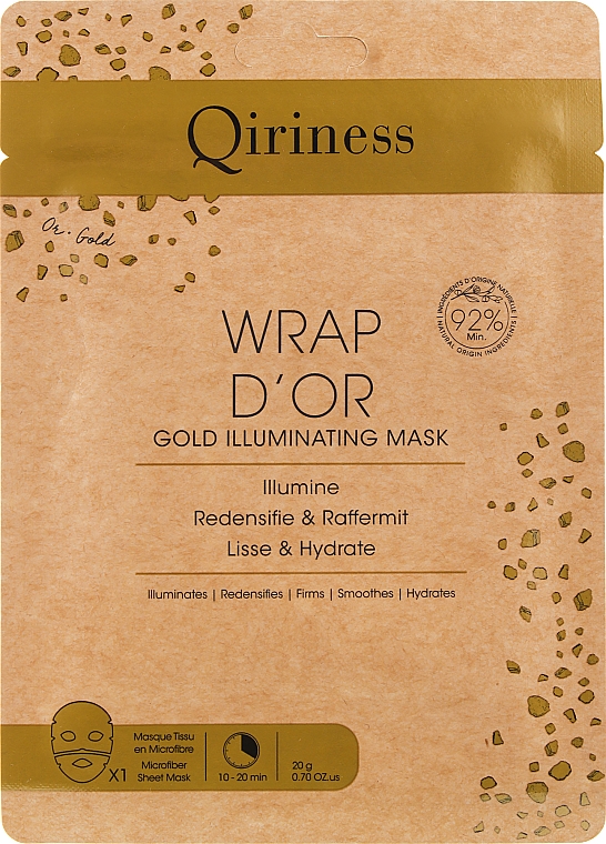 Маска ліфтингова гідрогелева з 24к золотом, натуральна формула - Qiriness Wrap d’Or  Gold Illuminating Mask — фото N1