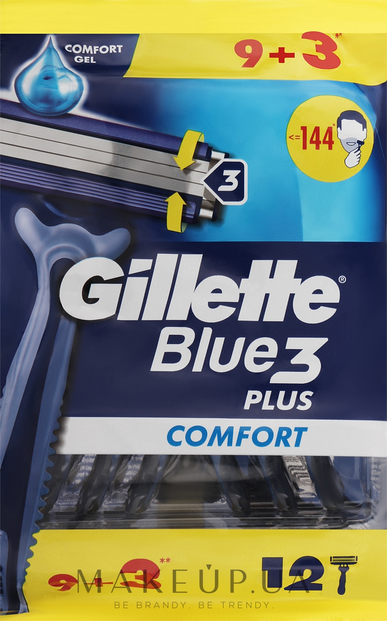 Набор одноразовых станков для бритья, 12 шт - Gillette Blue 3 Comfort — фото 12шт