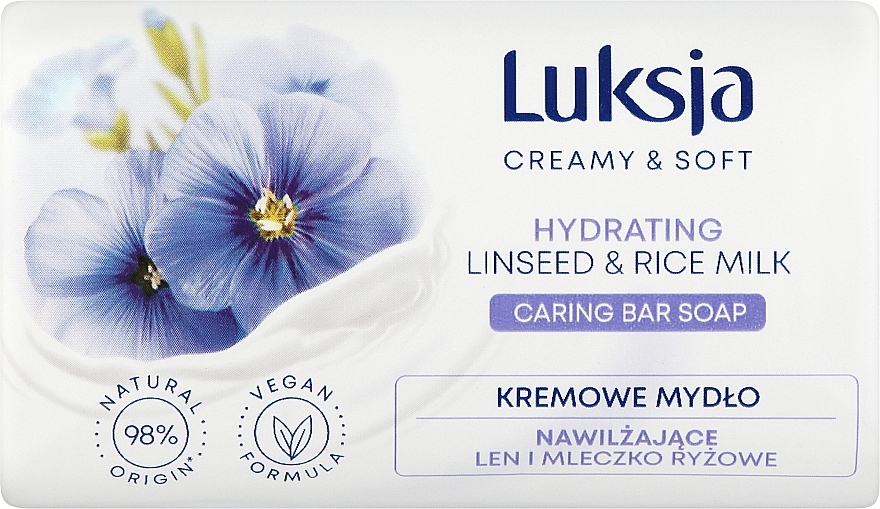 Крем-мило "Льон та рисове молочко" - Luksja Creamy & Soft Hydrating Linseed & Rice Milk Caring Bar Soap
