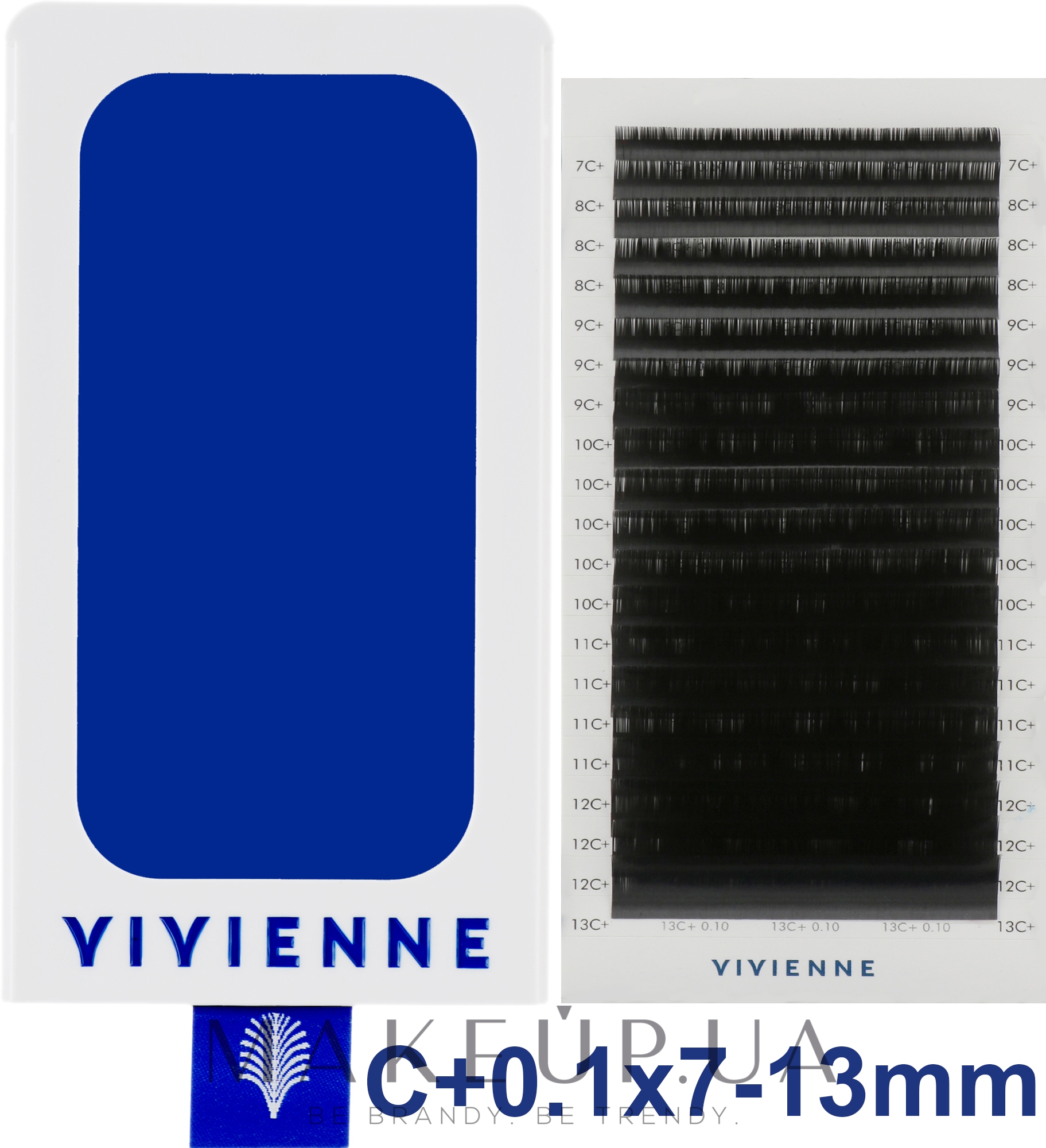Накладные ресницы "Elite", черные, 20 линий (mix, 0,1, С + , 7-13) - Vivienne — фото 1уп