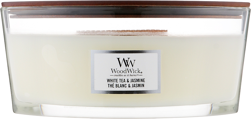 Ароматическая свеча в стакане - WoodWick Hearthwick Flame Ellipse Candle White Tea & Jasmine — фото N1
