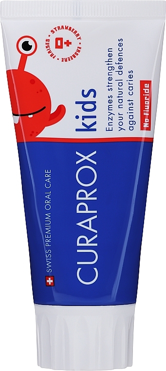 Детская паста со вкусом клубники, без фтора, 0+ - Curaprox For Kids Toothpaste — фото N1