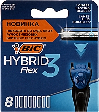 Парфумерія, косметика Змінні касети для гоління Flex 3 Hybrid, 8 шт. - Bic