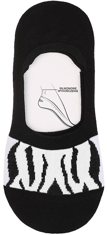 Шкарпетки жіночі низькі з анімалістичним принтом, зебра, чорні - Moraj — фото N1
