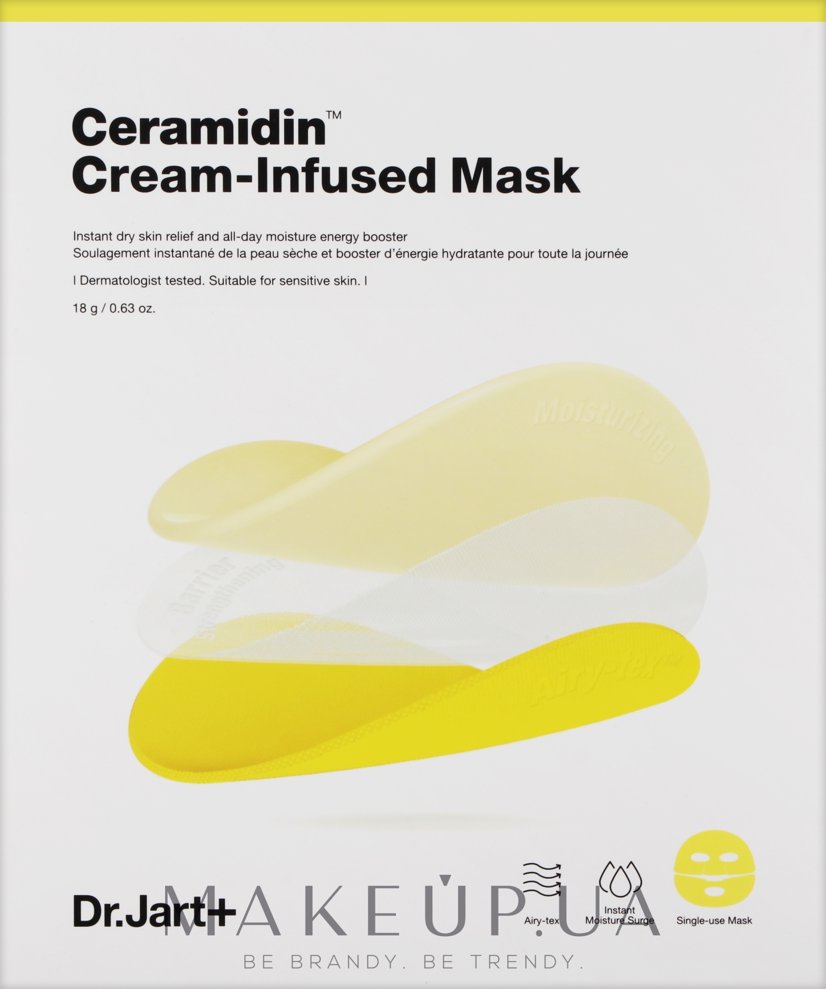 Восстанавливающая защитная тканевая маска - Dr.Jart+ Ceramidin Cream-Infused Mask — фото 18g
