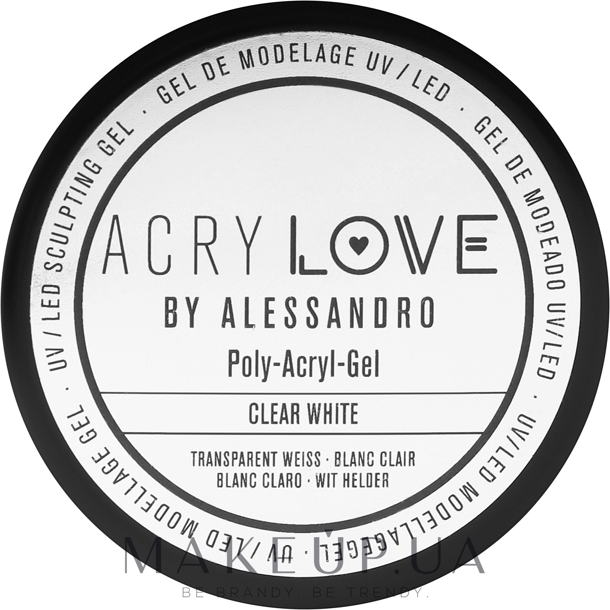 Полиакриловый гель для ногтей - Alessandro International AcryLove Poly-Acryl-Gel Clear White — фото 50g