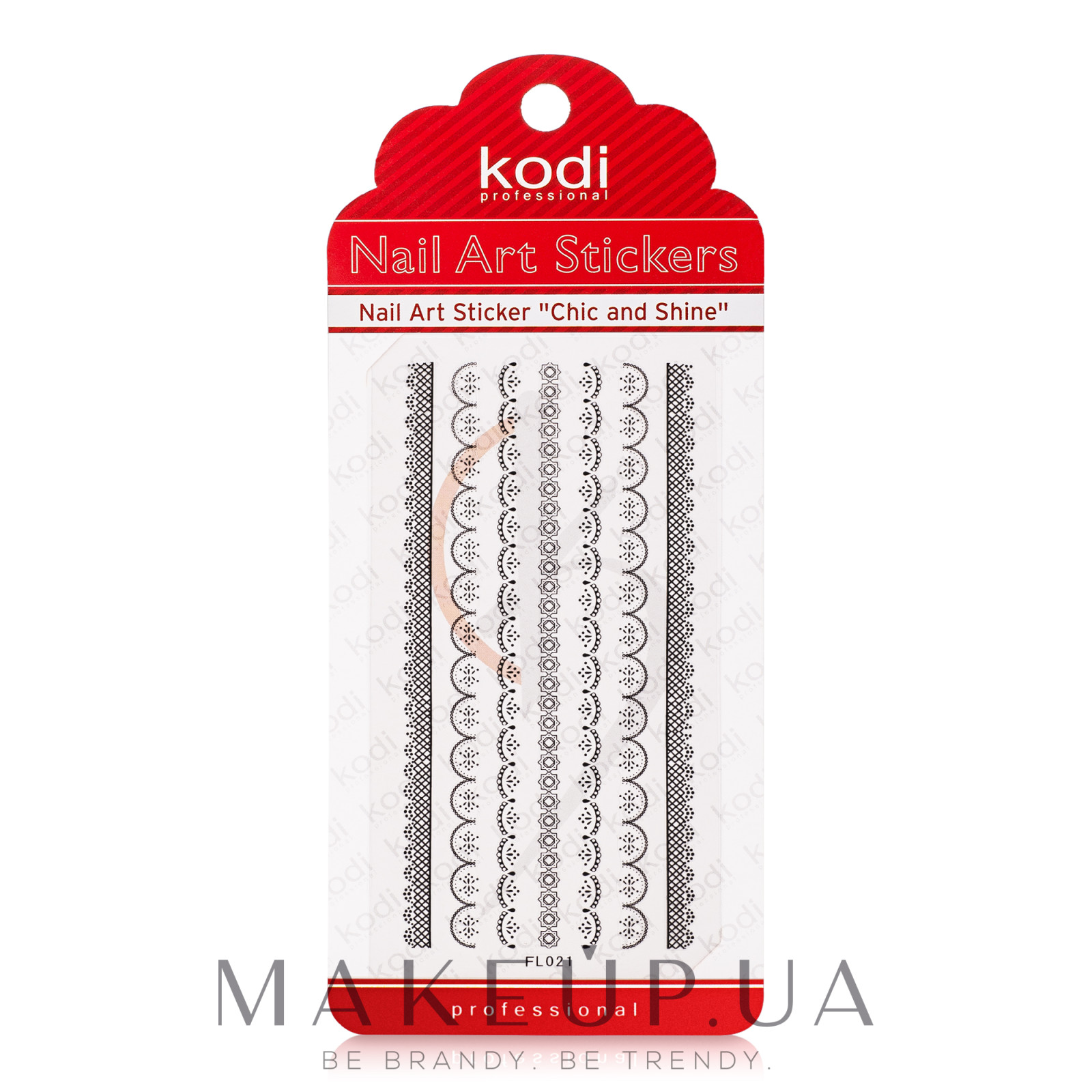 Наклейка для дизайна ногтей - Kodi Professional Nail Art Stickers FL021 — фото Black