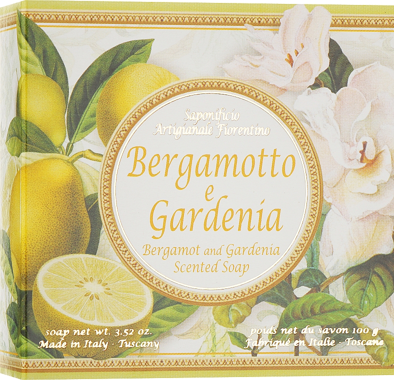 Натуральне мило "Бергамот і гарденія" - Saponificio Artigianale Fiorentino Capri Bergamot & Gardenia Soap
