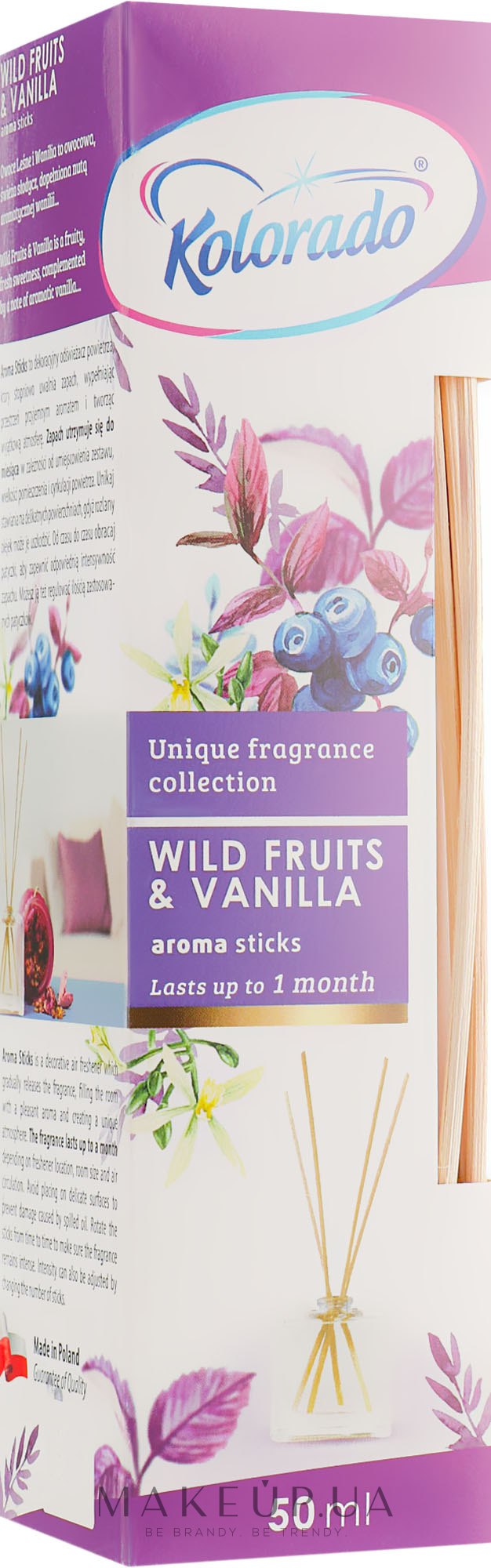 Аромадиффузор "Лесные фрукты и ваниль" - Kolorado Aroma Sticks Wild Fruits & Vanilla — фото 50ml