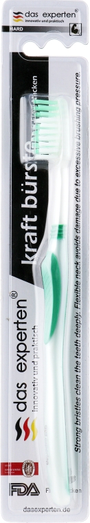 Зубна щітка жорстка для глибокого очищення нальоту, зелена - Das Experten Hard Toothbrush