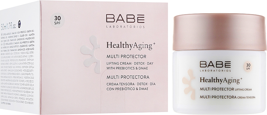 Мультизахисний денний ліфтинг крем з DMAE і SPF 30 - Babe Laboratorios Healthy Aging Multi Protector Lifting Cream — фото N2